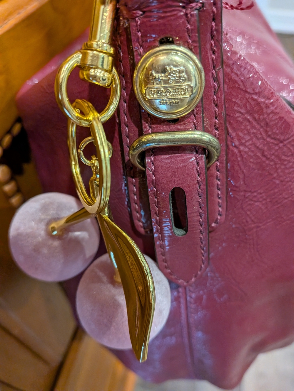 Coach Mia Crinkle Raspberry Leather Crossbody BUNDLE 3 FER - Picture 3 of 11